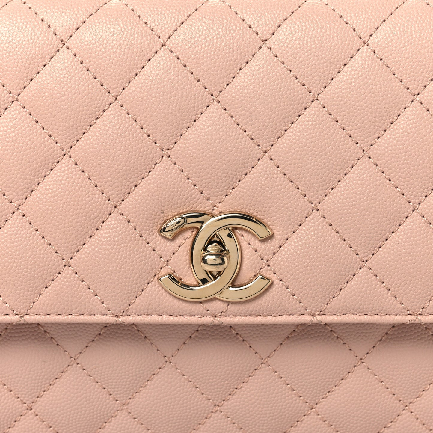 Caviar Quilted Small Coco Handle Flap Light Pink