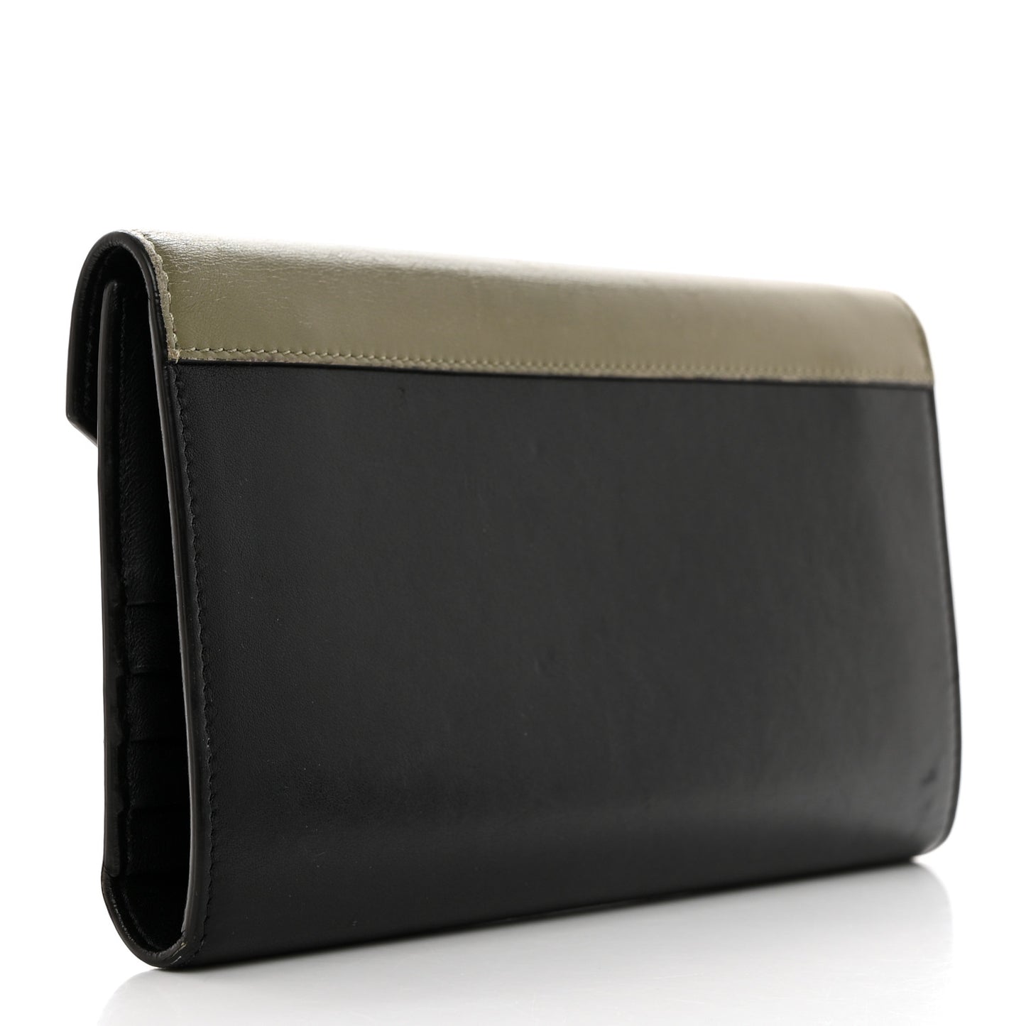 Smooth Calfskin Pocket Tri-Fold Multifunction Envelope Flap Wallet Black Multicolor
