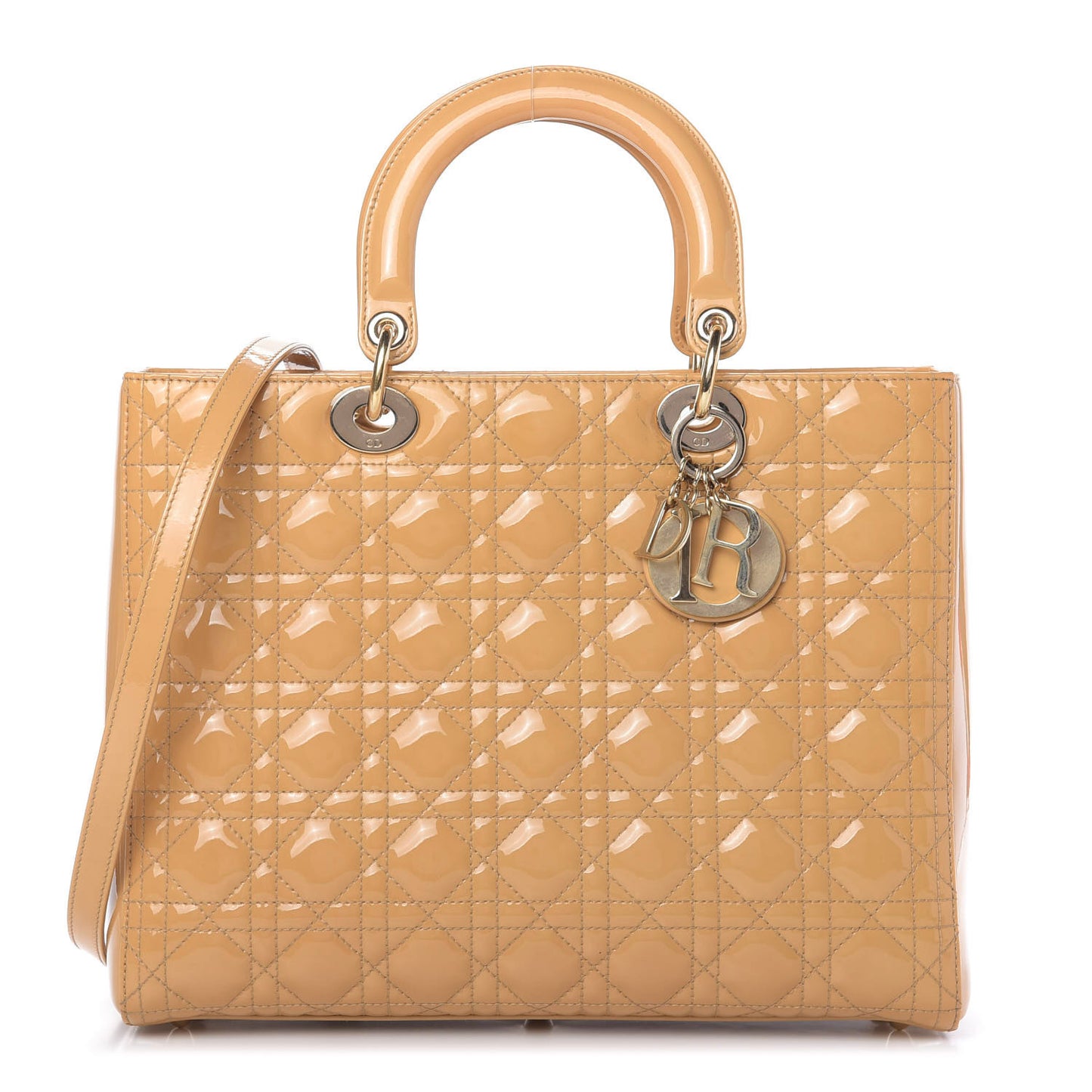 Patent Cannage Large Lady Dior Beige