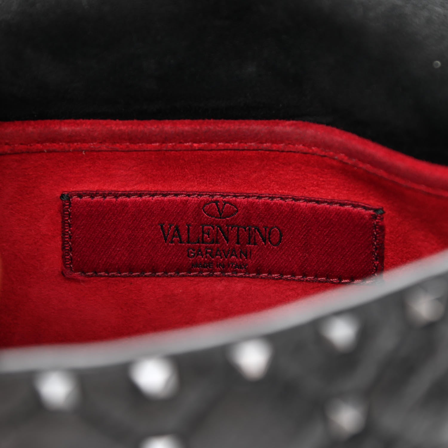 Valentino Garavani Craquele Nappa Small Rockstud Spike Shoulder Bag Black 5 of 11