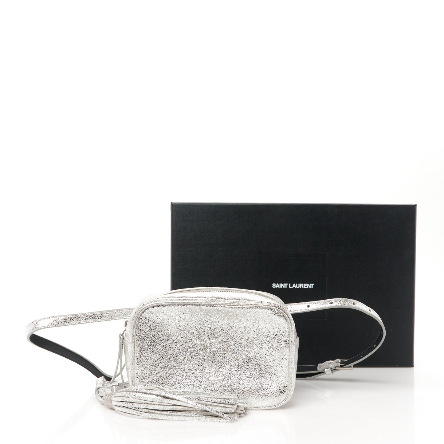 Metallic Lambskin Monogram Lou Belt Bag Argento