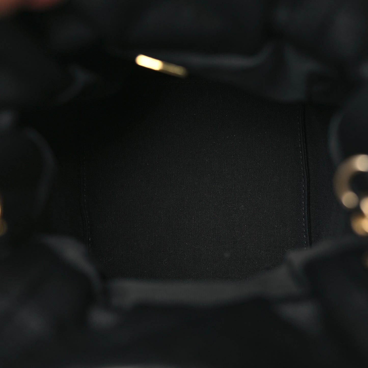Calfskin Quilted Chain Bucket Bag Black