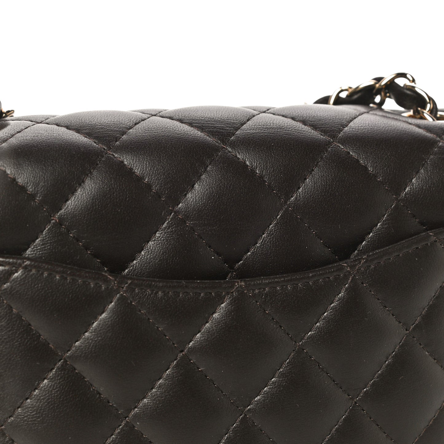 Lambskin Quilted Mini Rectangular Flap Dark Brown