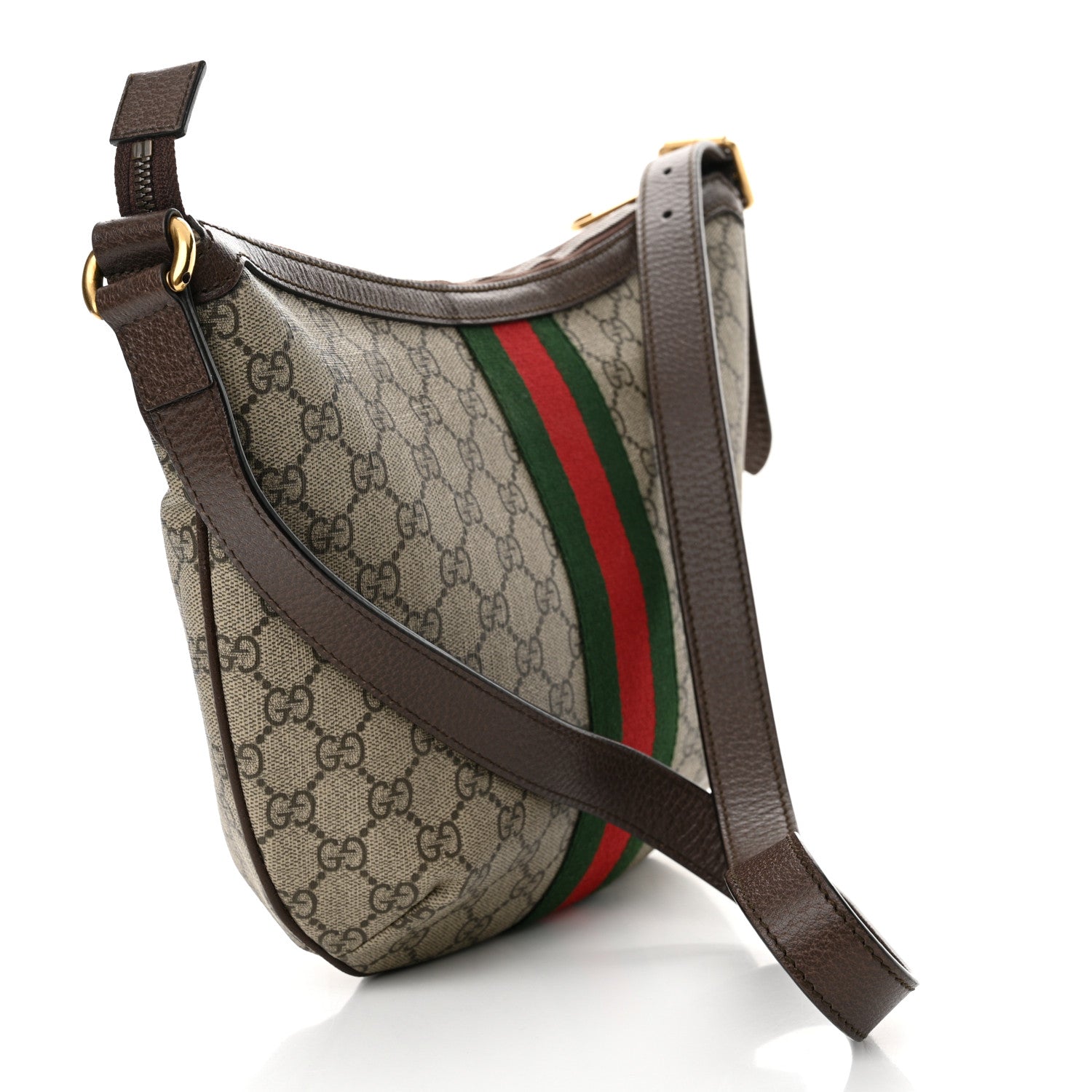 Gucci GG Supreme Monogram Web Small Ophidia Half Moon Hobo Brown 3 of 12