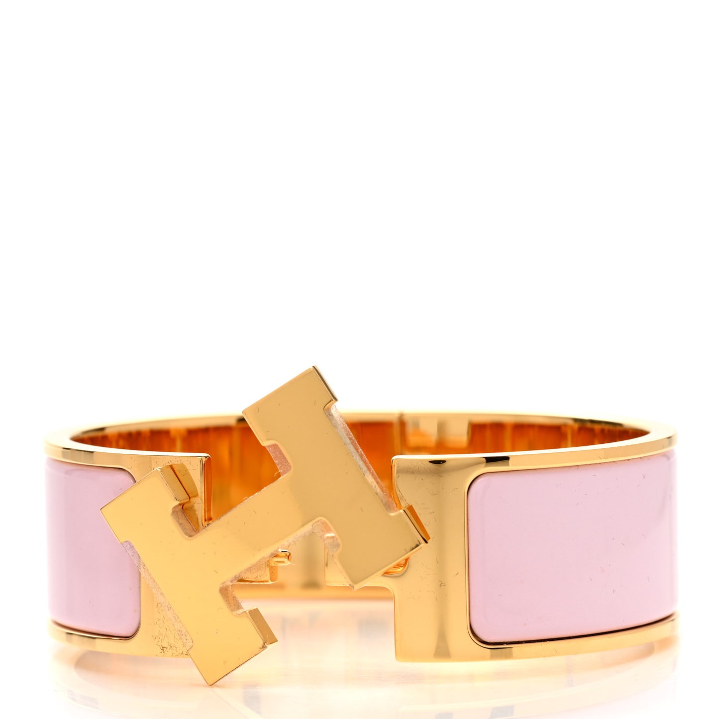 Enamel Wide Clic Clac H Bracelet PM Rose Dragee