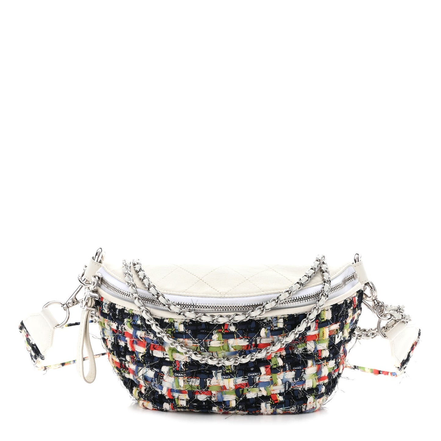 Lambskin Tweed Waist Bag Ecru Red Blue