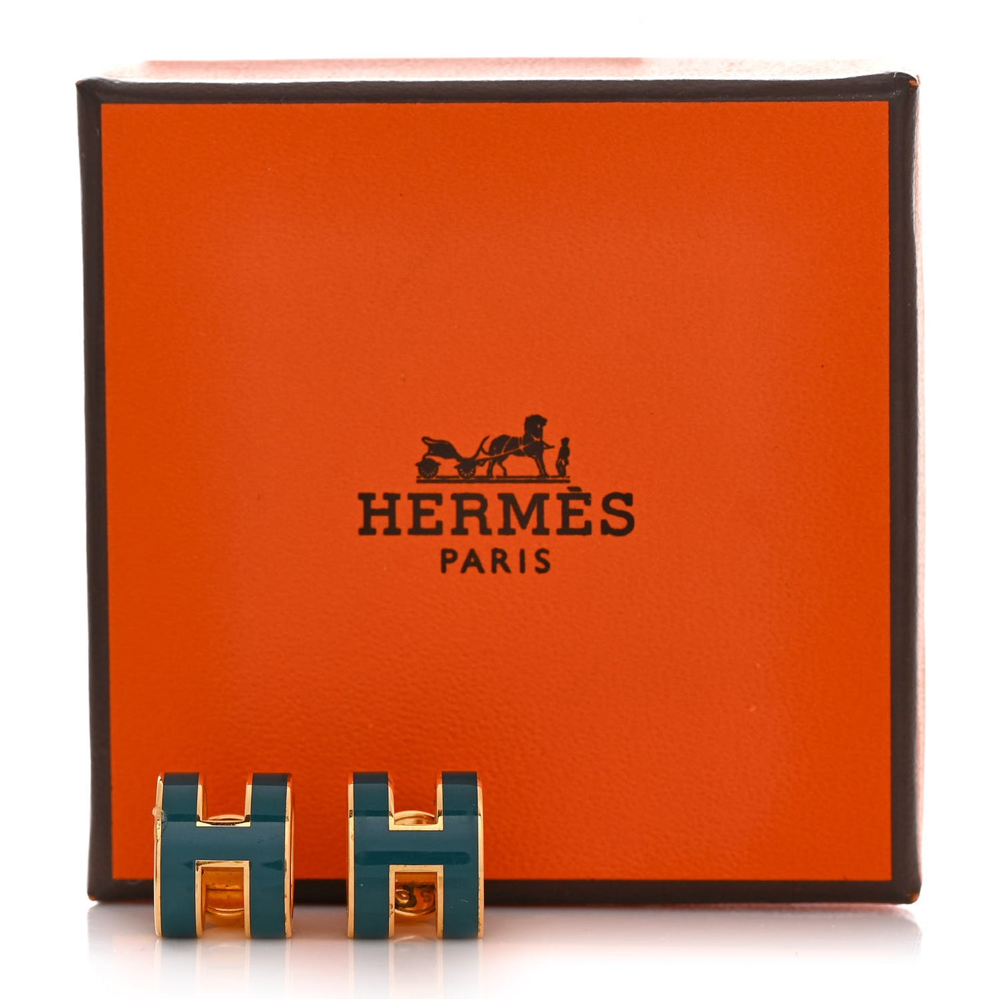 Gold Lacquered Pop H Earrings Emeraude