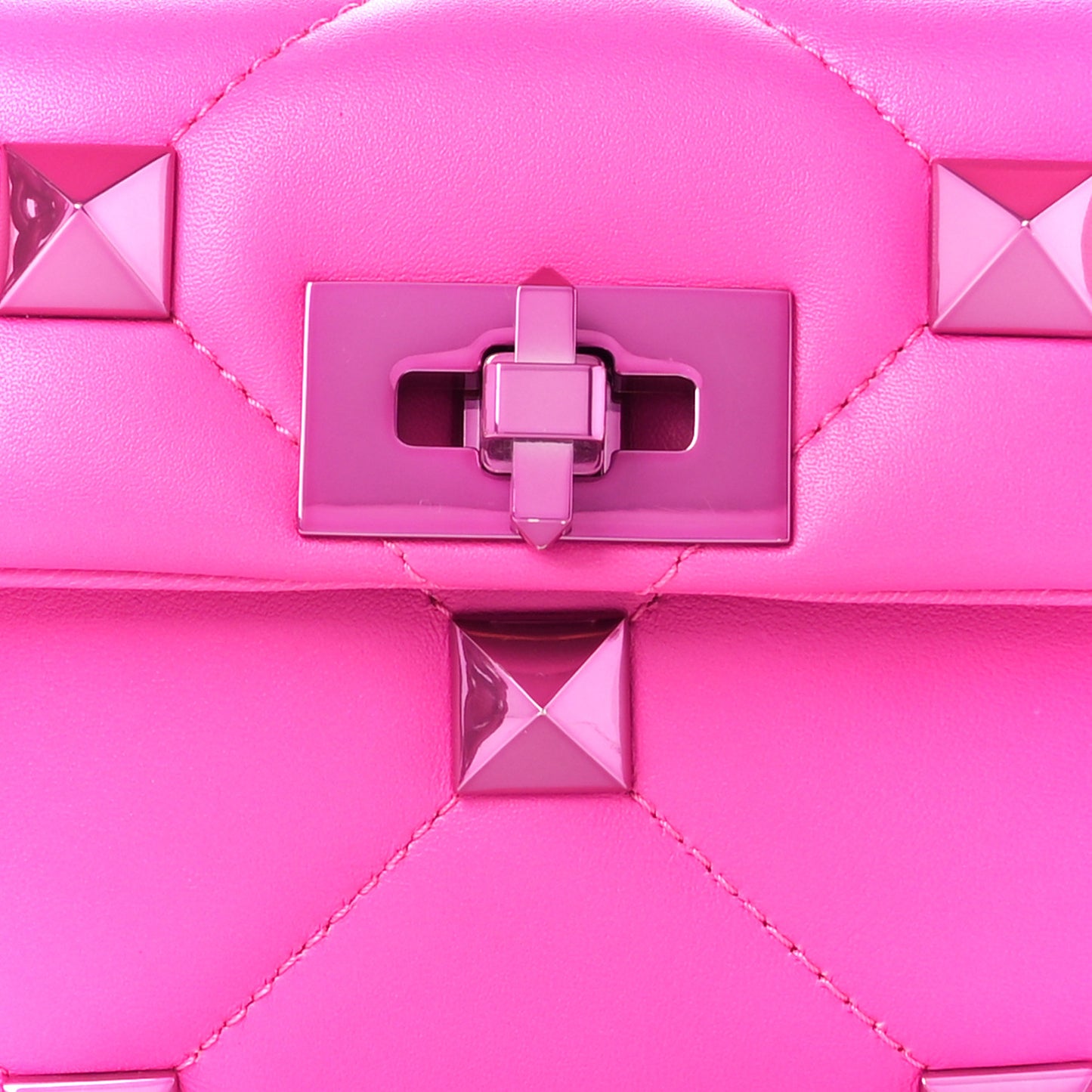 Nappa Lacquer Monochrome Small Roman Stud Shoulder Bag Pink PP