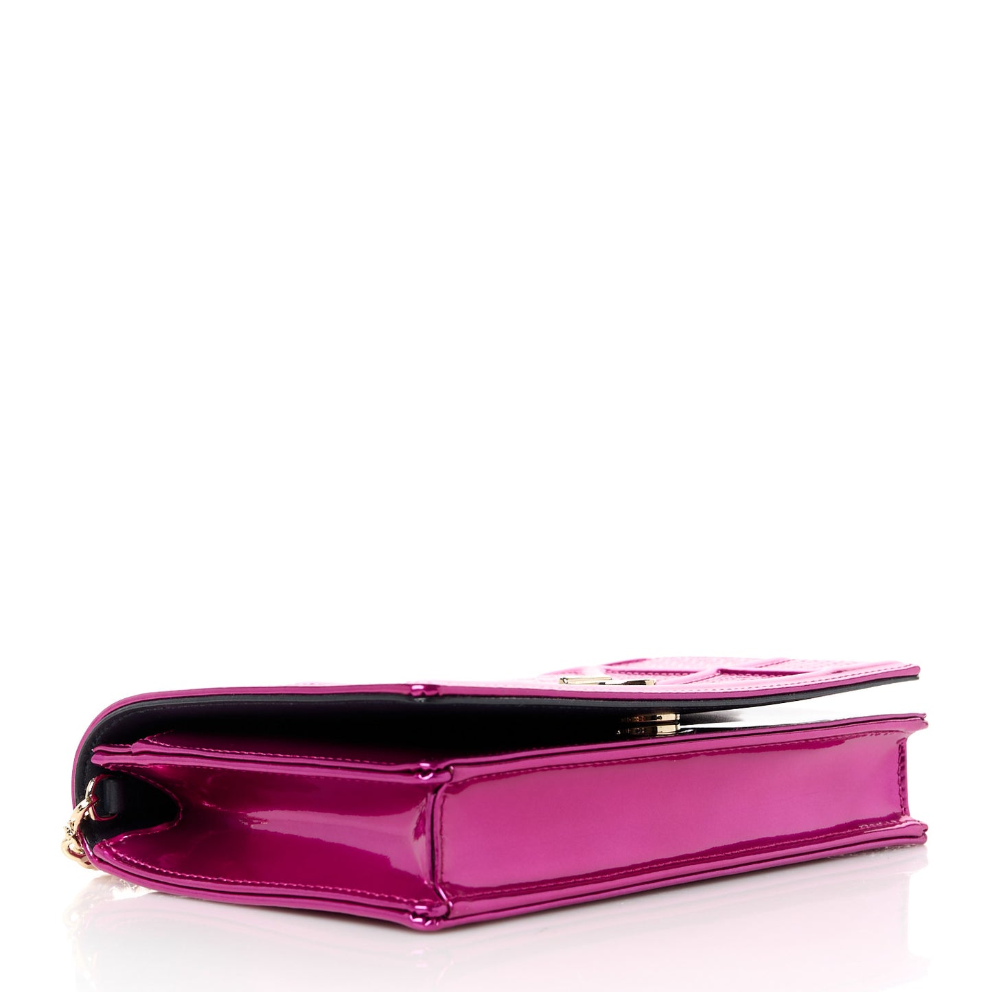 Patent Micro-Cannage Diorama Wallet on Chain Pouch Fuchsia