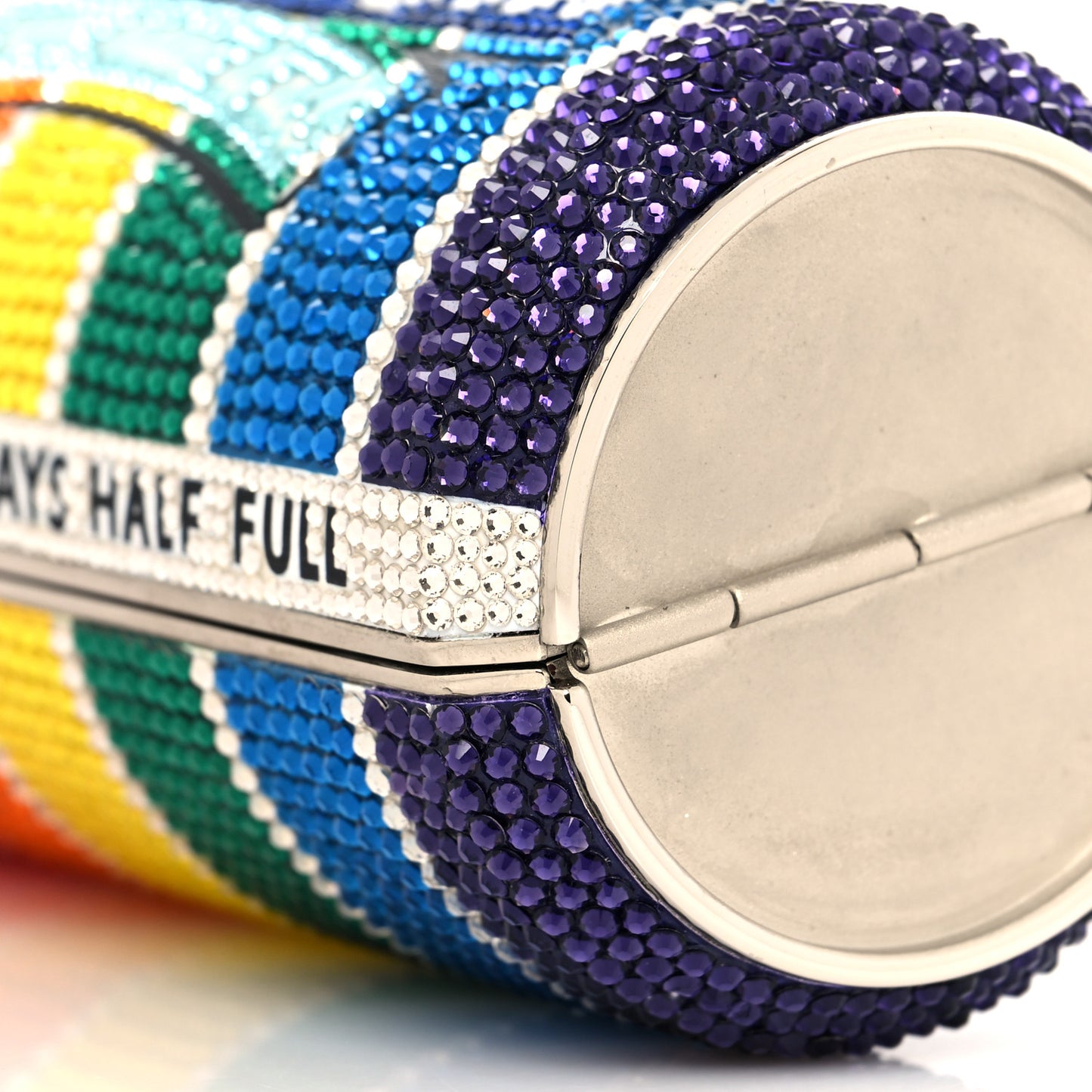 Crystal Optimism Can Minaudiere Clutch Silver Multicolor