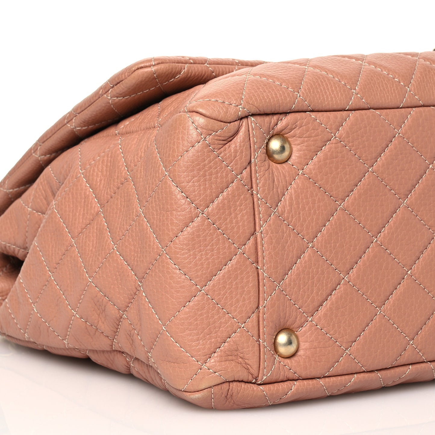 Calfskin Quilted XXL Travel Flap Bag Camel