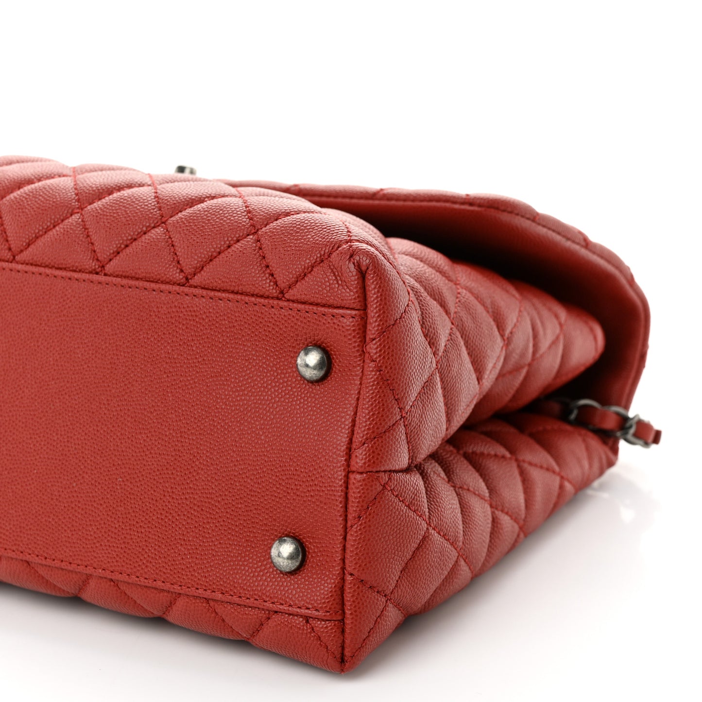 Caviar Quilted Medium Coco Handle Flap Dark Red