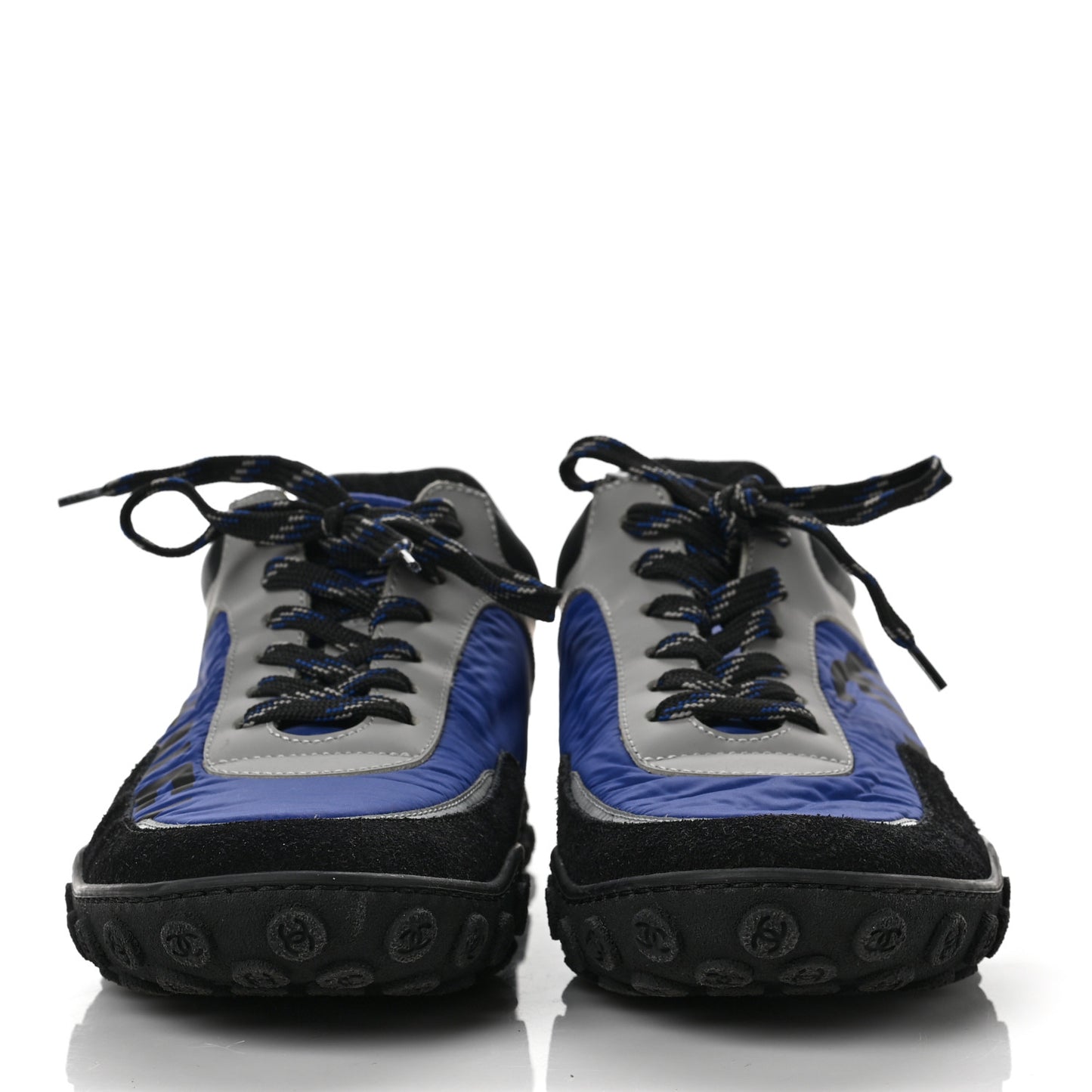 Nylon Calfskin CC Sneakers 39 Blue Black Grey