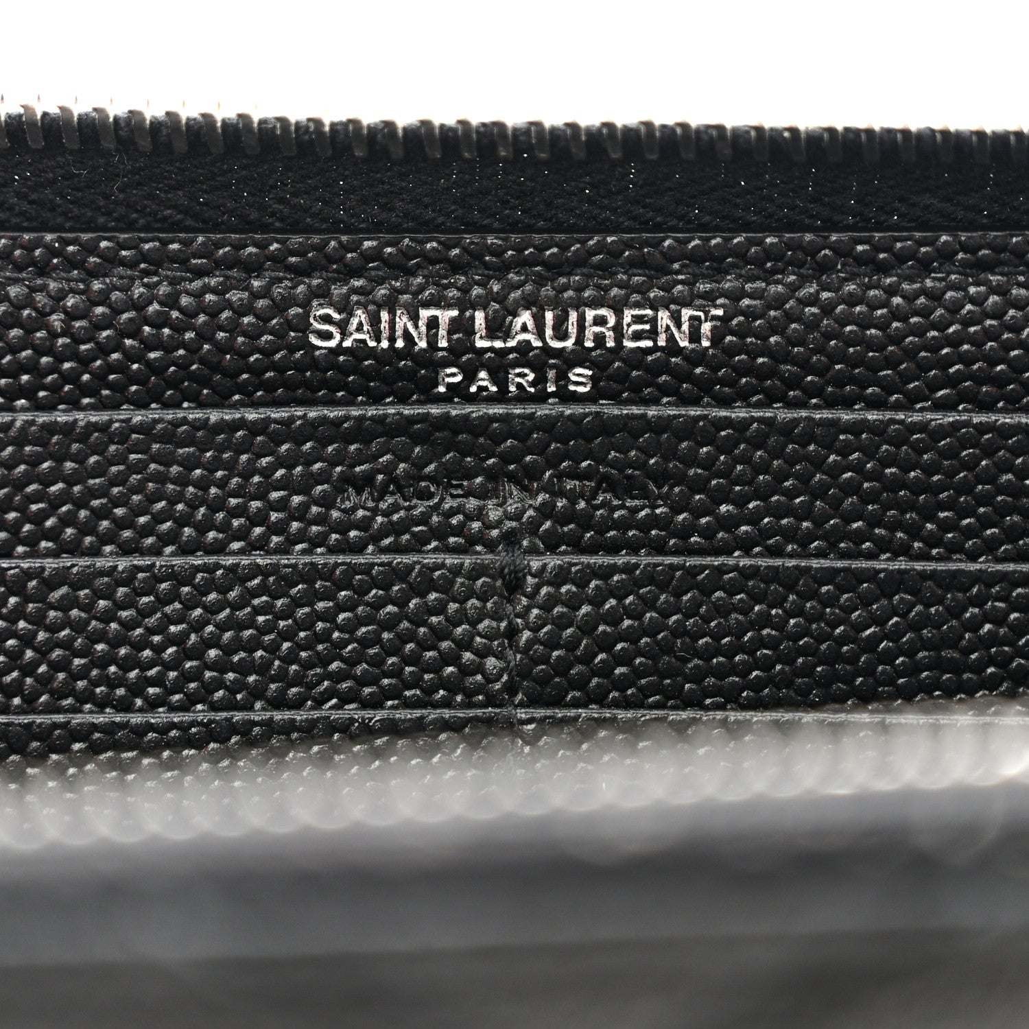 Saint Laurent Grain De Poudre Matelasse Chevron Monogram Zip Around Wallet Black 6 of 12
