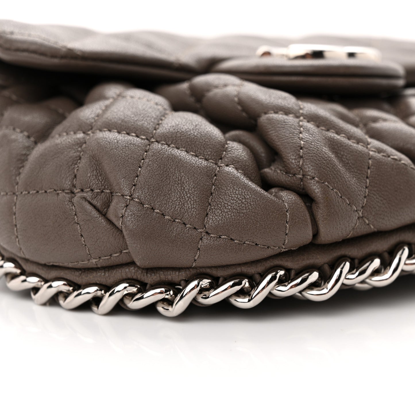 Washed Lambskin Quilted Mini Chain Around Flap Taupe