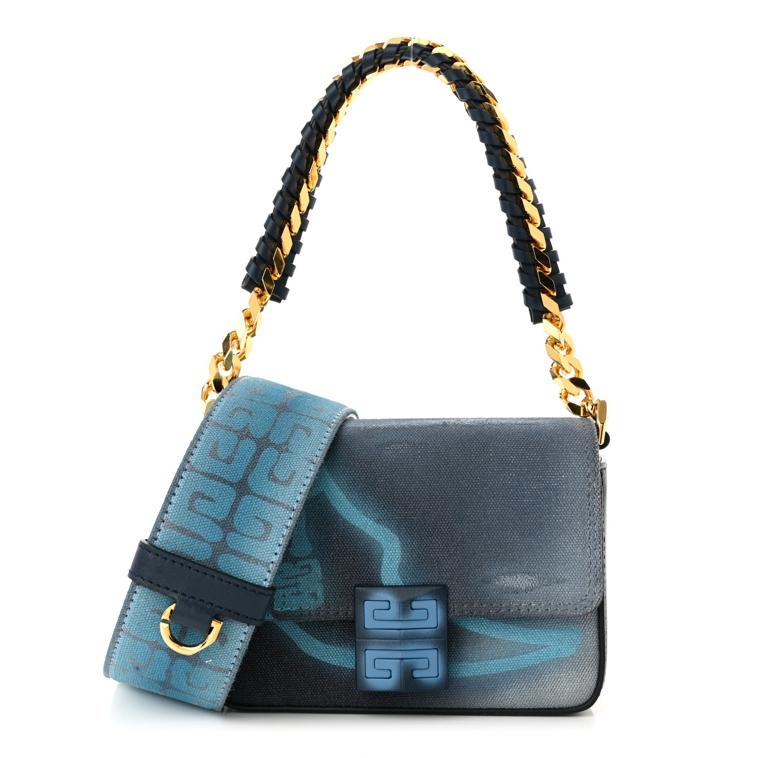 Givenchy x Chito Graffiti Effect Canvas Leather Small 4G Shoulder Bag Steel Blue 1 of 9