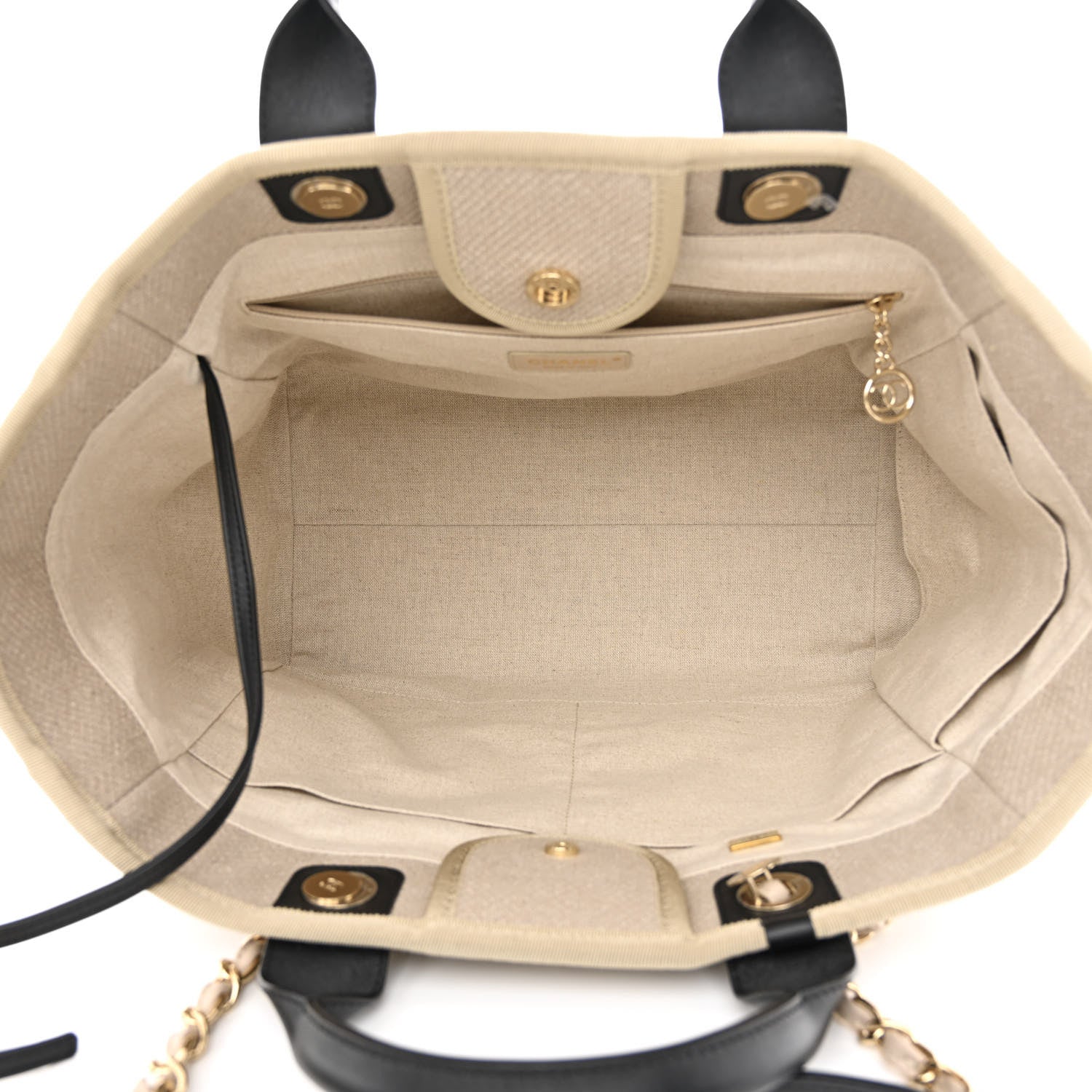 Chanel Mixed Fibers Medium Deauville Tote Beige Black 6 of 12