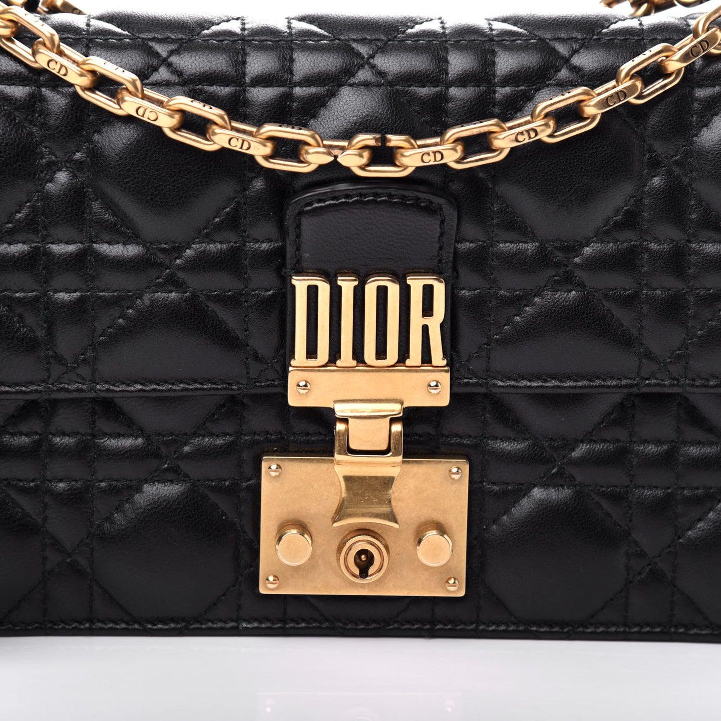 Lambskin Cannage Small Dioraddict Flap Bag Black