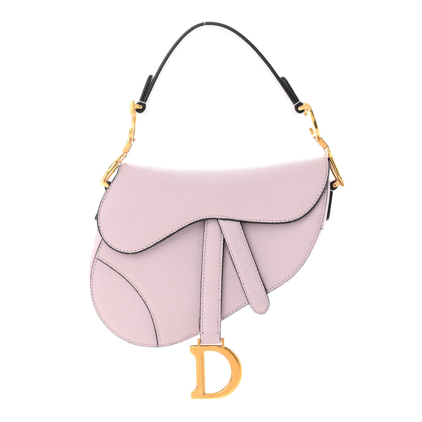 Grained Calfskin Mini Saddle Bag Light Pink