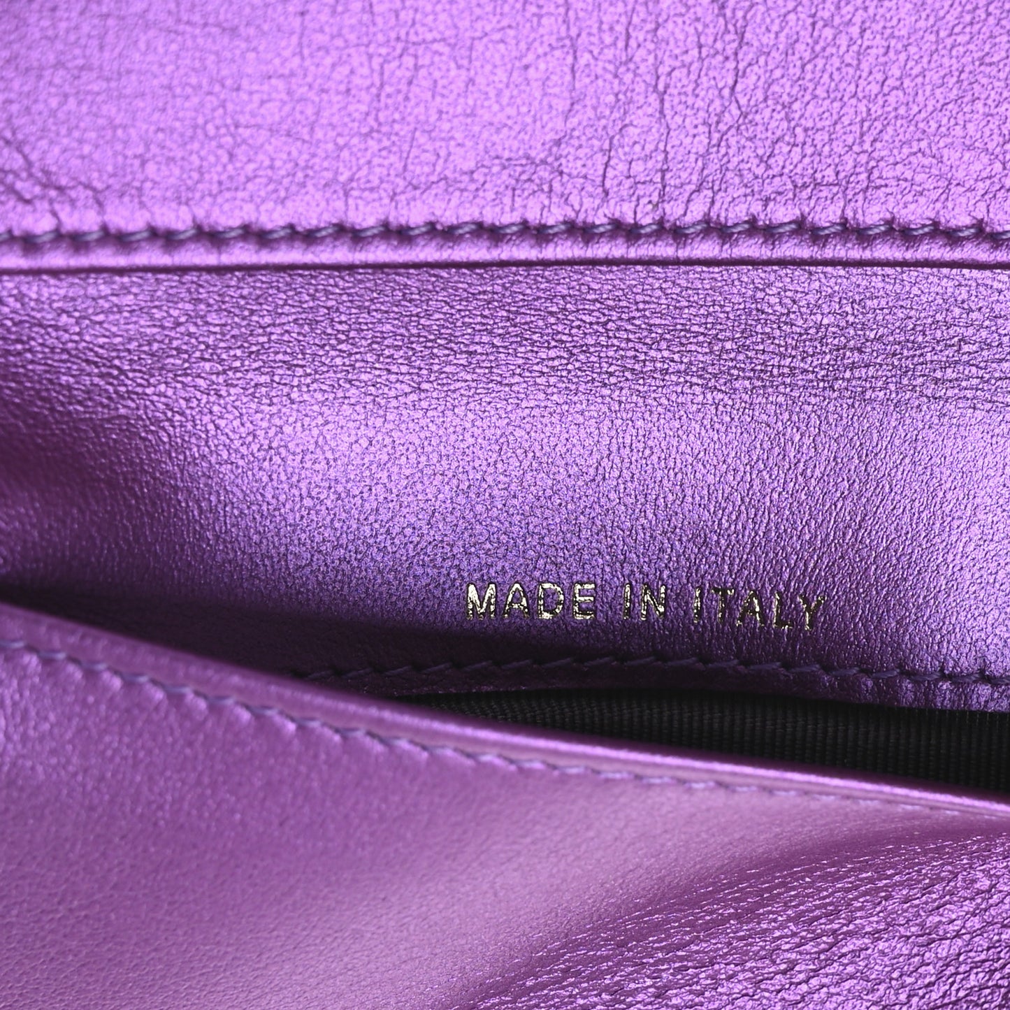 Iridescent Lambskin Quilted Double Flap Wallet Purple