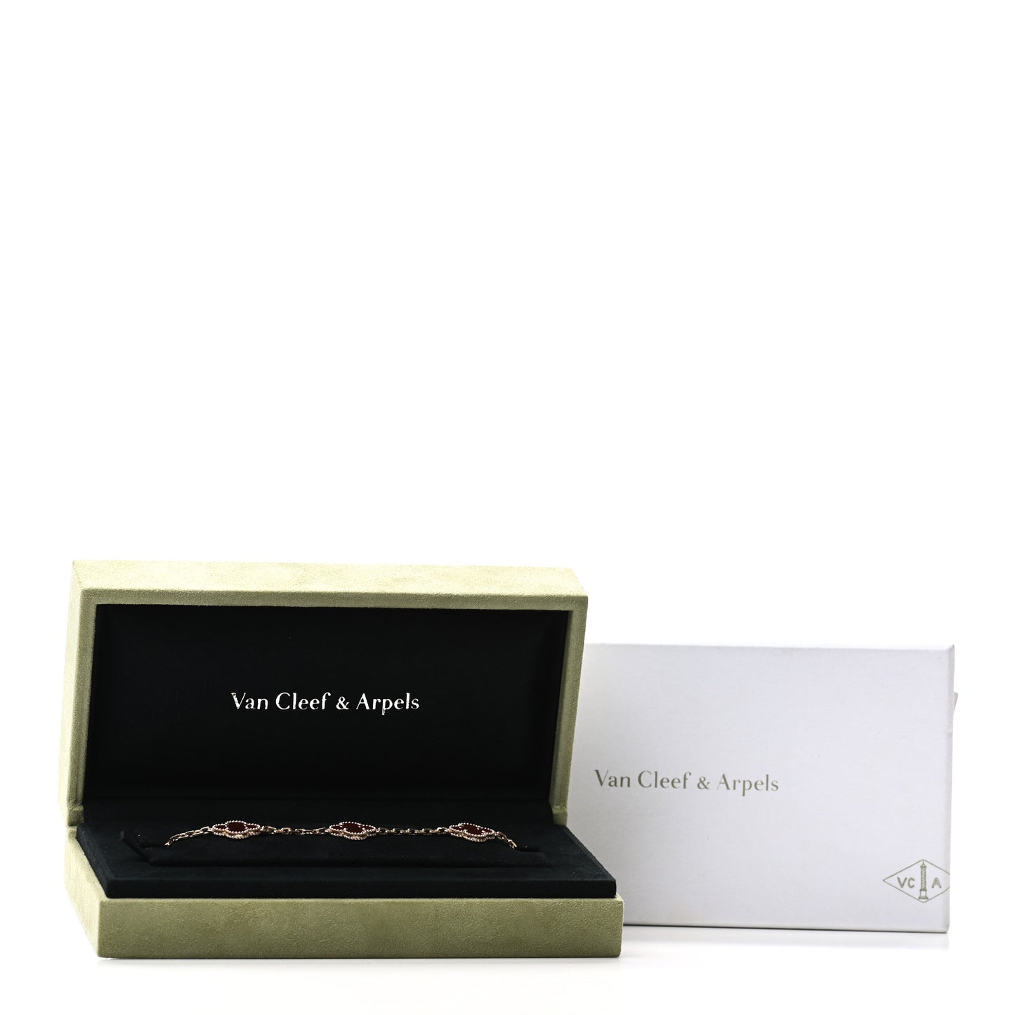 18K Yellow Gold Carnelian 5 Motifs Vintage Alhambra Bracelet