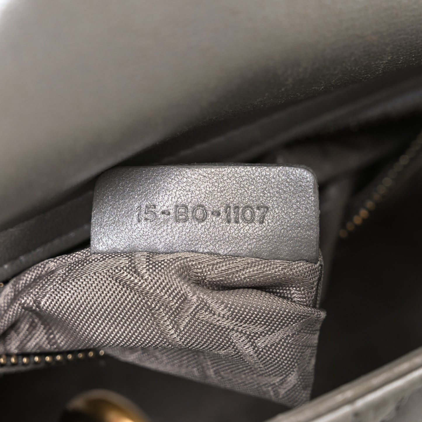 Metallic Lambskin Cannage Mini Lady Dior Grey