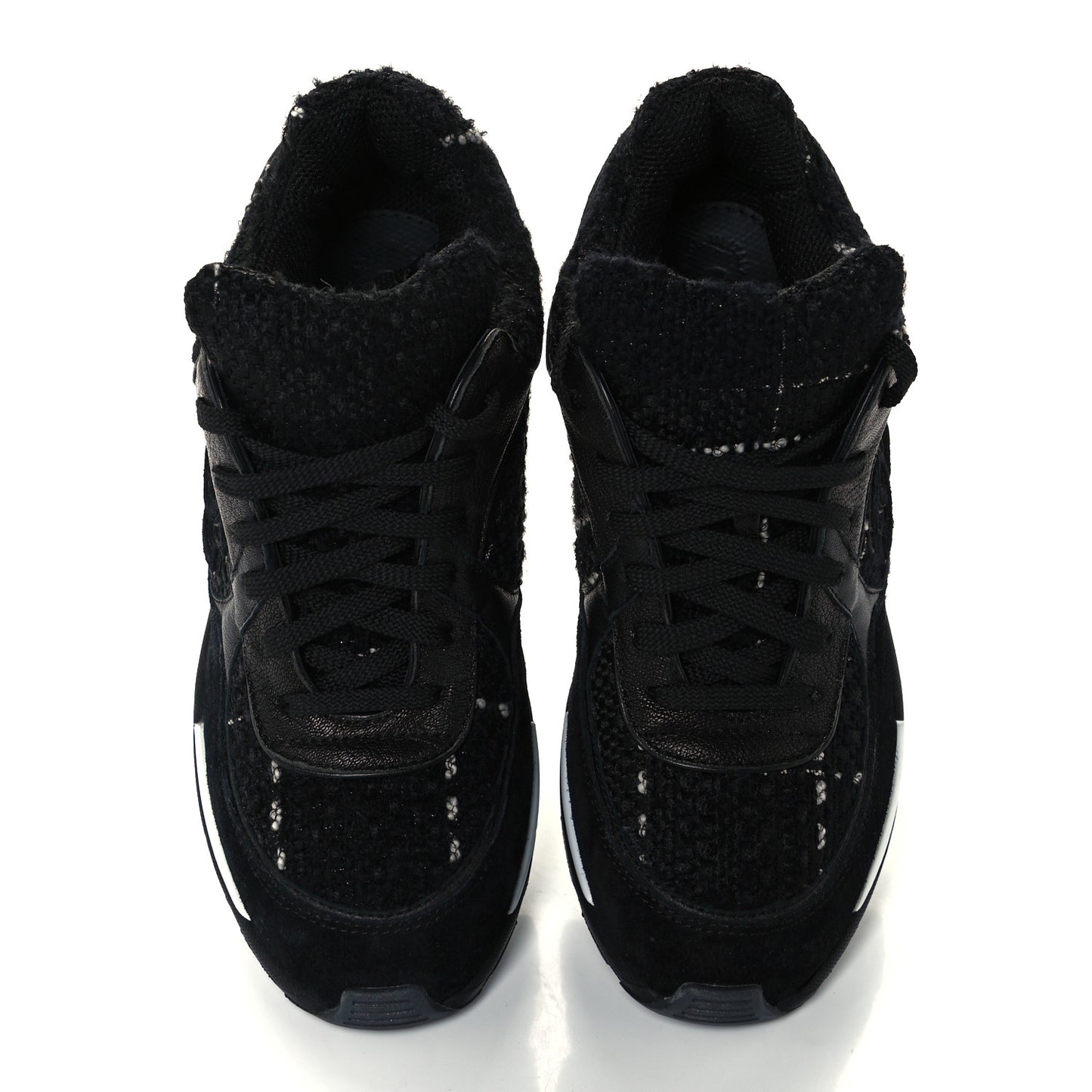 Tweed Suede Goatskin CC Sneakers 37 Black White