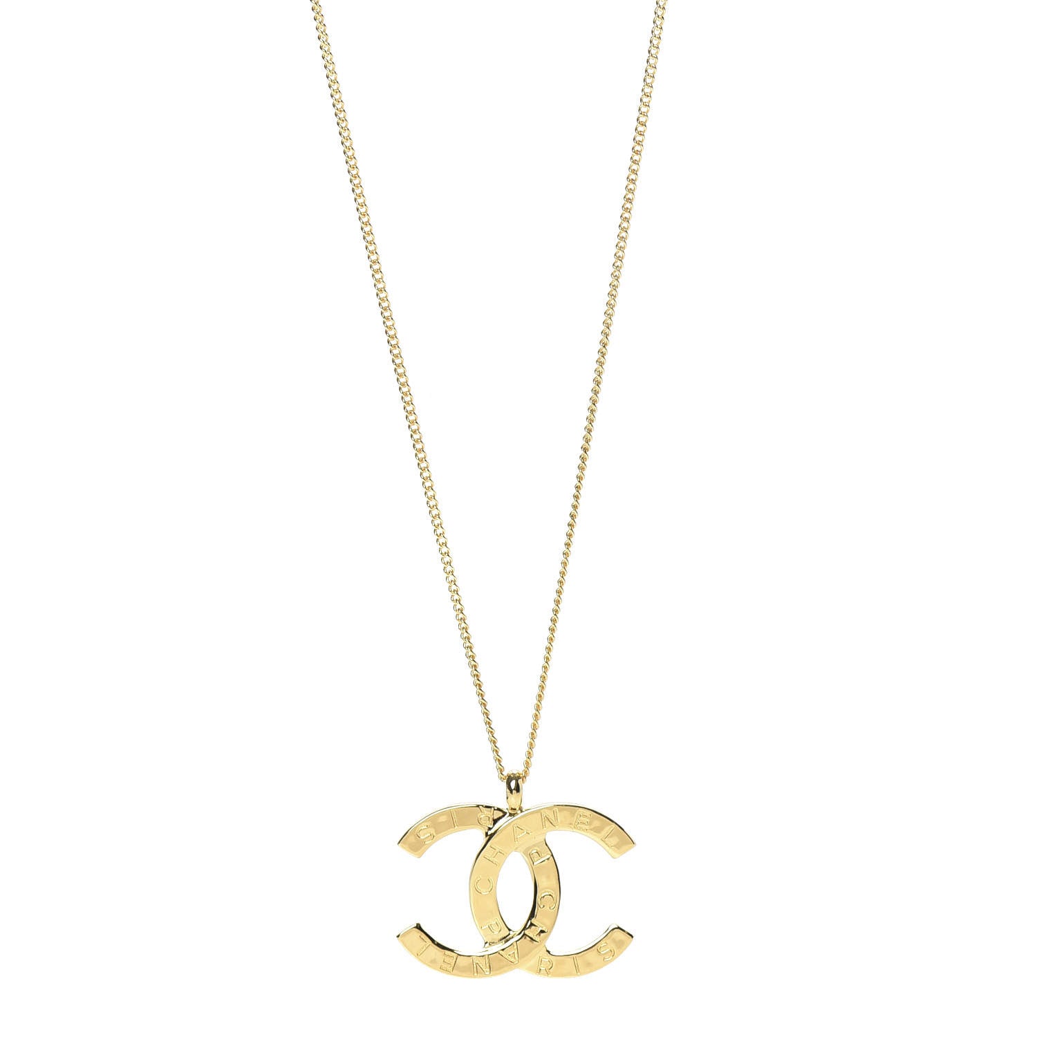 Chanel Metal CC Paris Button Necklace Gold 1 of 6