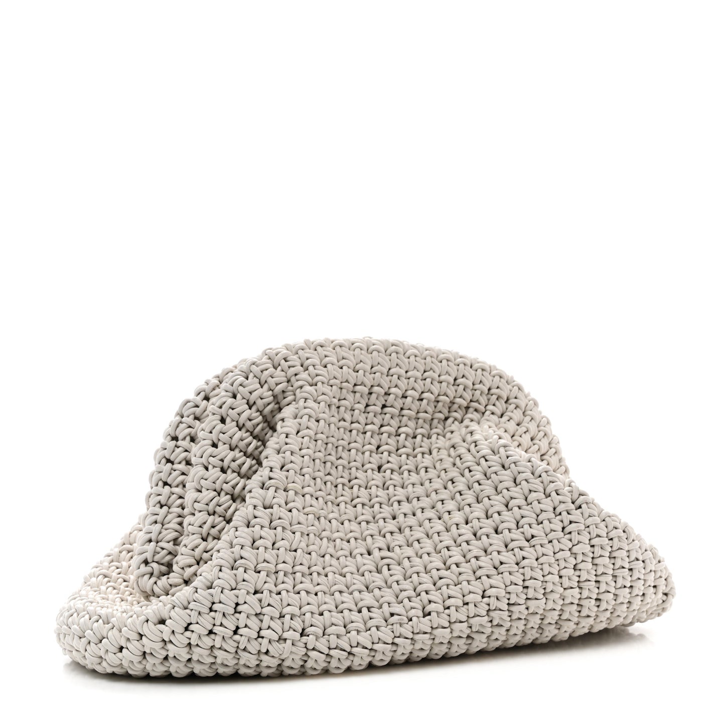 Calfskin Crochet Medium The Pouch Clutch Bianco