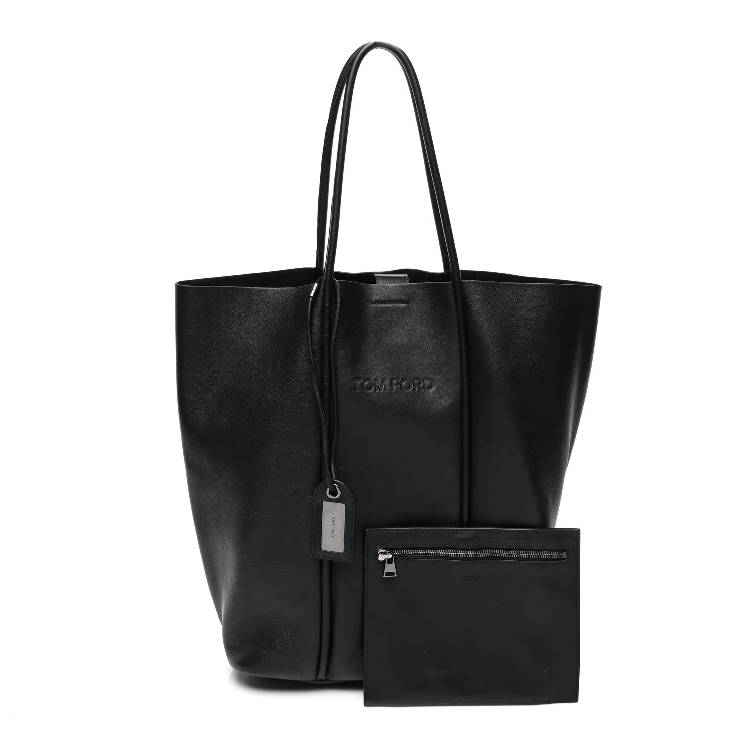 Tom Ford Smooth Calfskin Tubo Vertical Tote Black 2 of 13