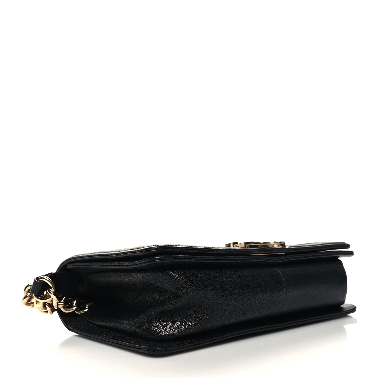Caviar Chevron Quilted Medium Boy Flap Black