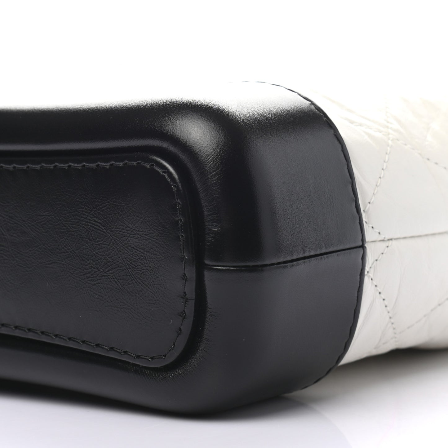 Aged Calfskin Quilted Small Gabrielle Hobo Black White