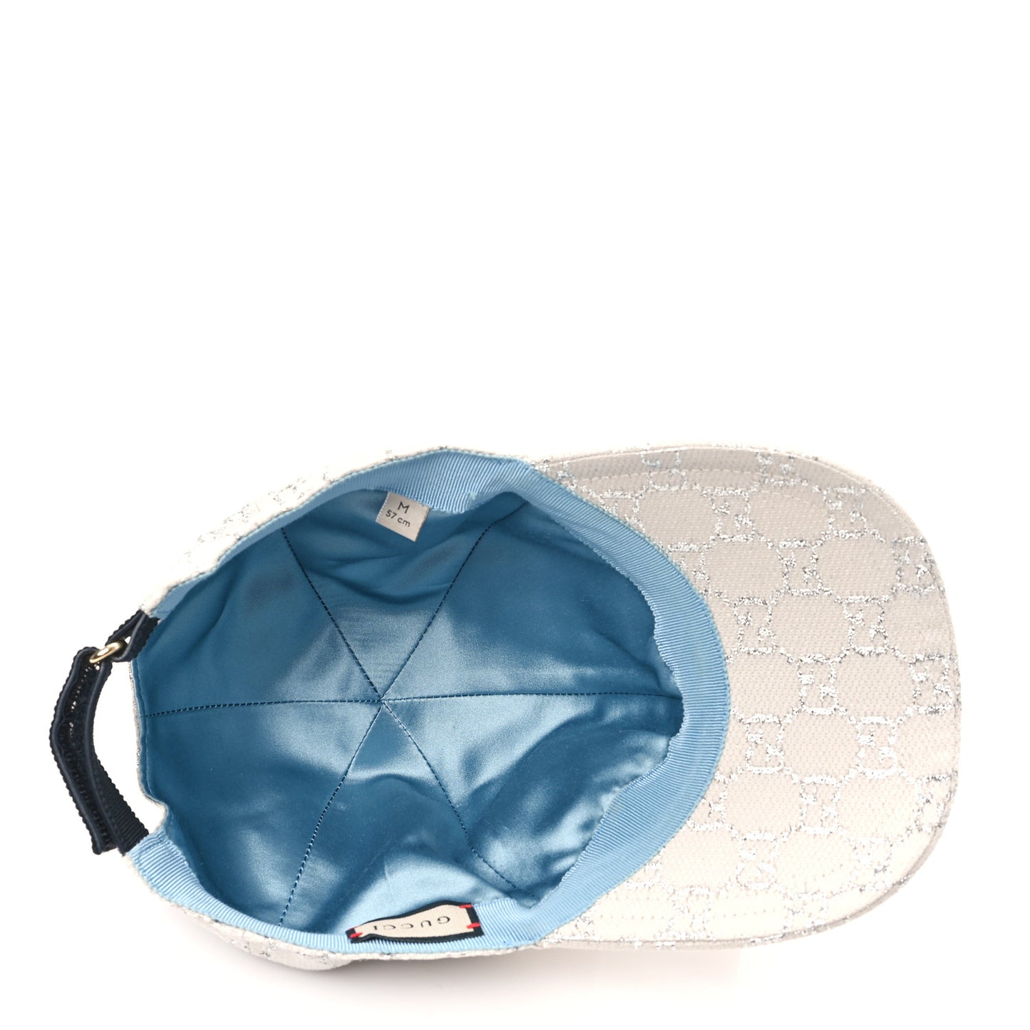 Canvas Lame GG Monogram Rush Baseball Hat M Gardenia Silver