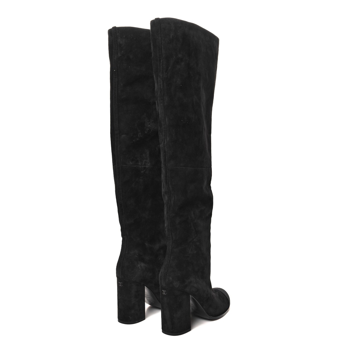 Suede Calfskin Grosgrain High Boots 39.5 Black