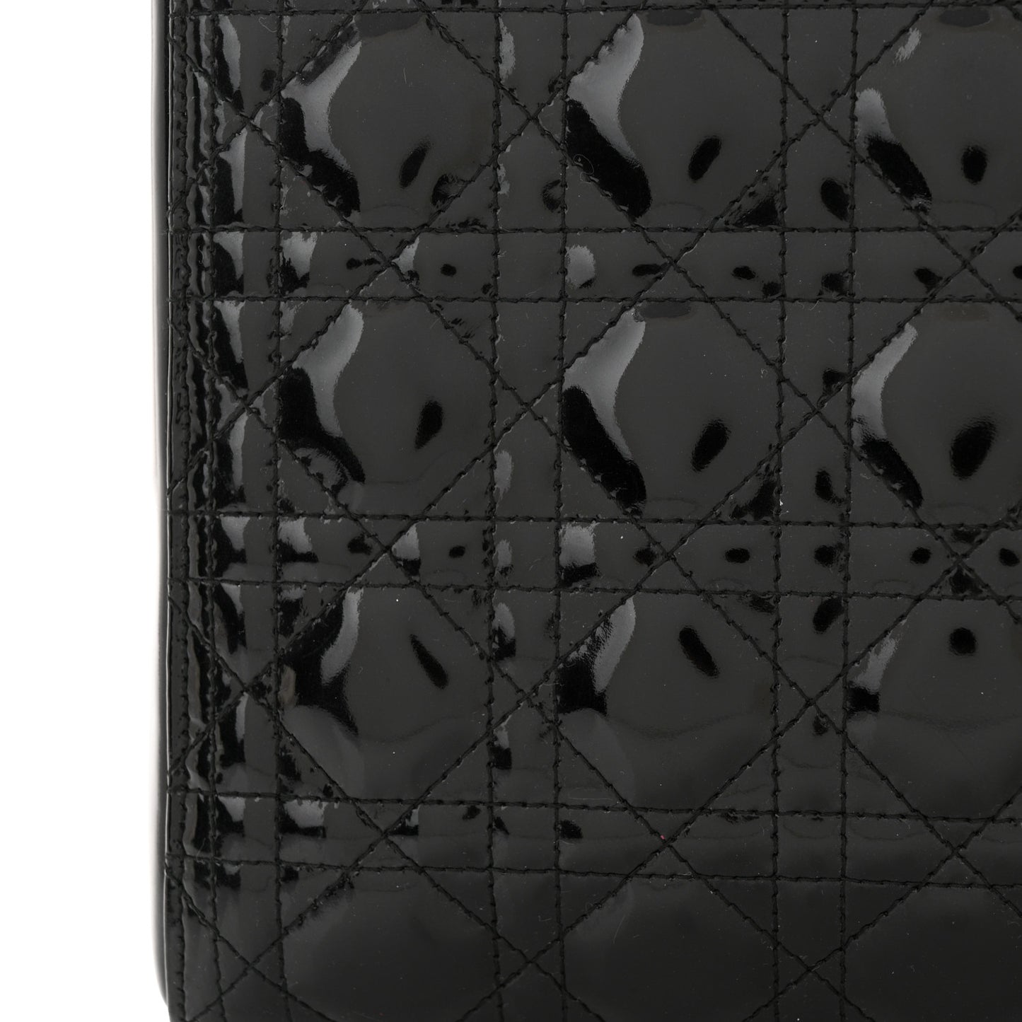 Patent Cannage Whipstitch Medium Lady Dior Black