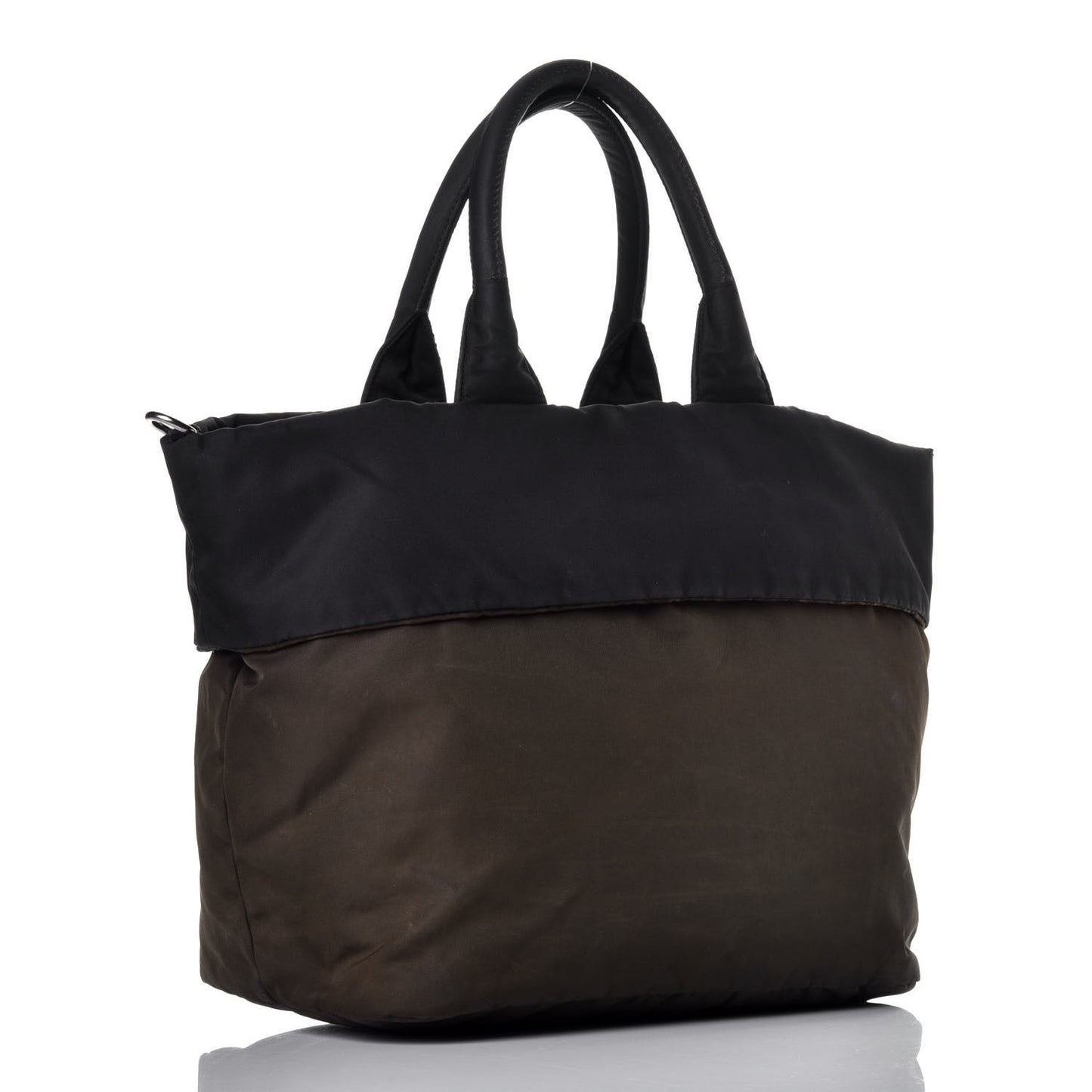 Tessuto Nylon Small Double Reversible Tote Black Militare