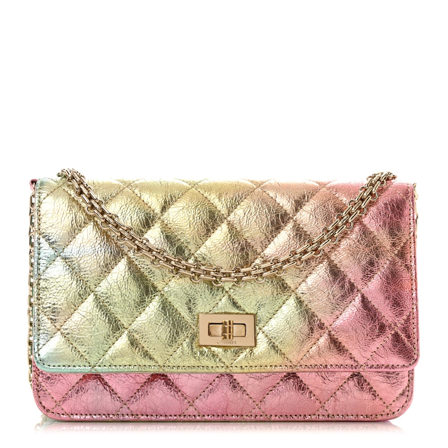 Metallic Goatskin Quilted 2.55 Reissue Wallet on Chain WOC Multicolor