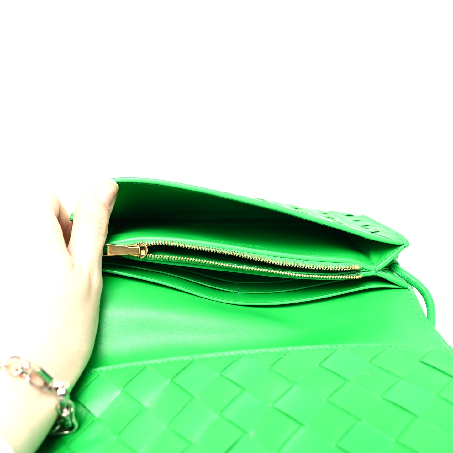 Nappa Intrecciato Studded Wallet On Strap Parakeet
