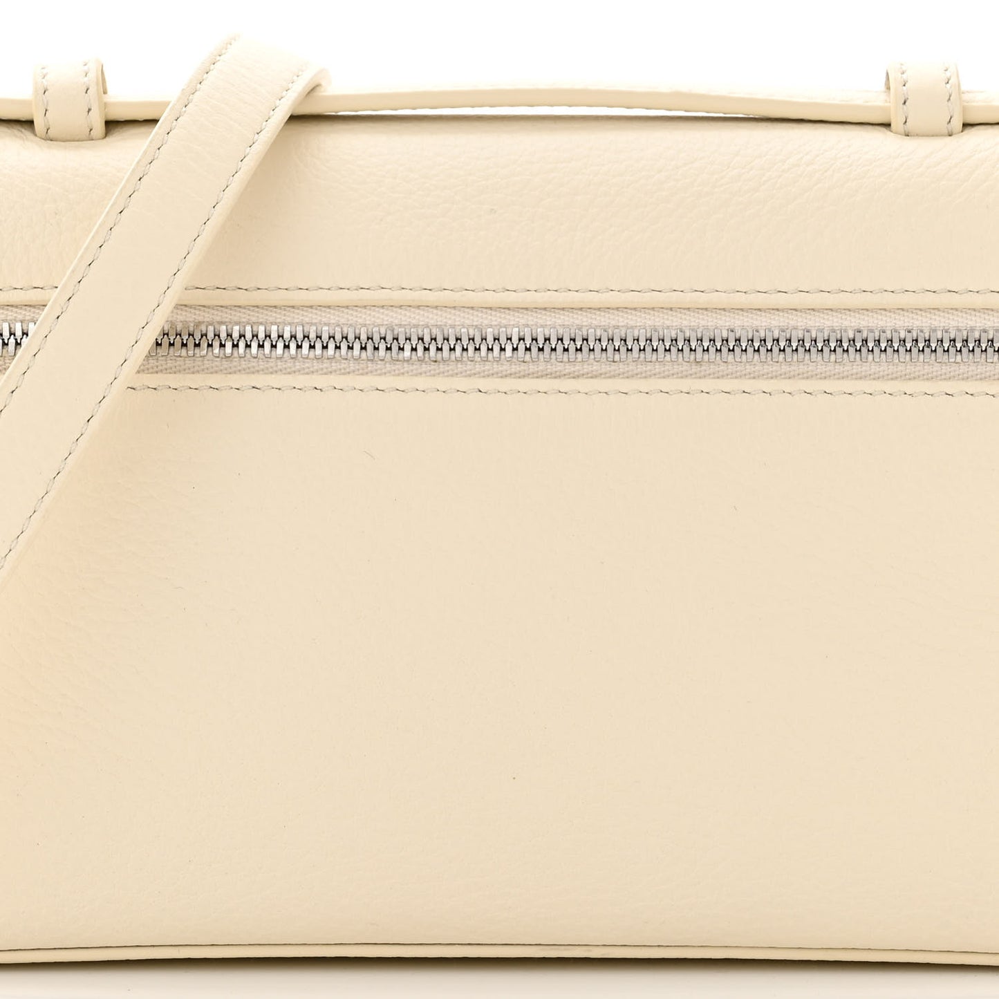 LORO PIANA Grained Calfskin L19 Extra Pocket Pouch Whisper White