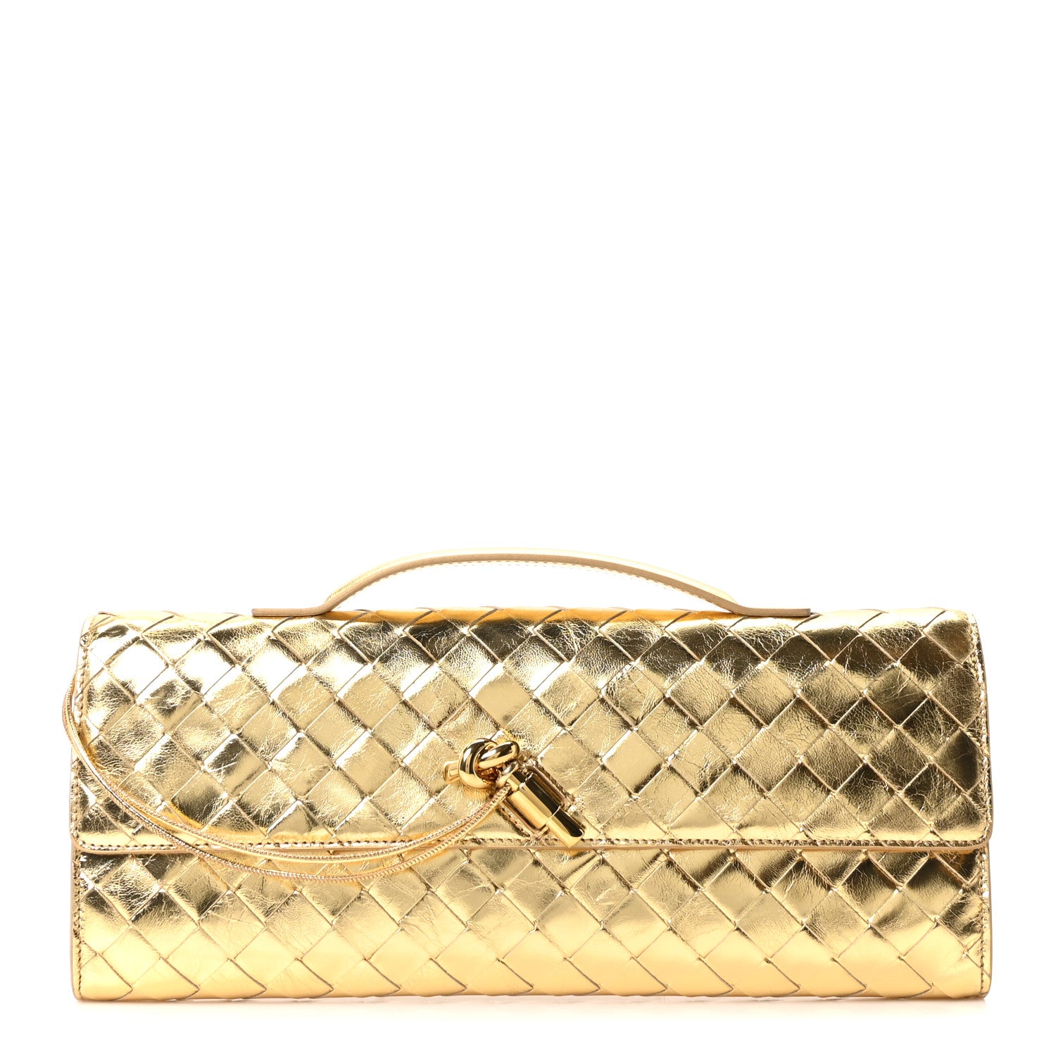 Bottega Veneta Metallic Lambskin Intrecciato Long Andiamo Top