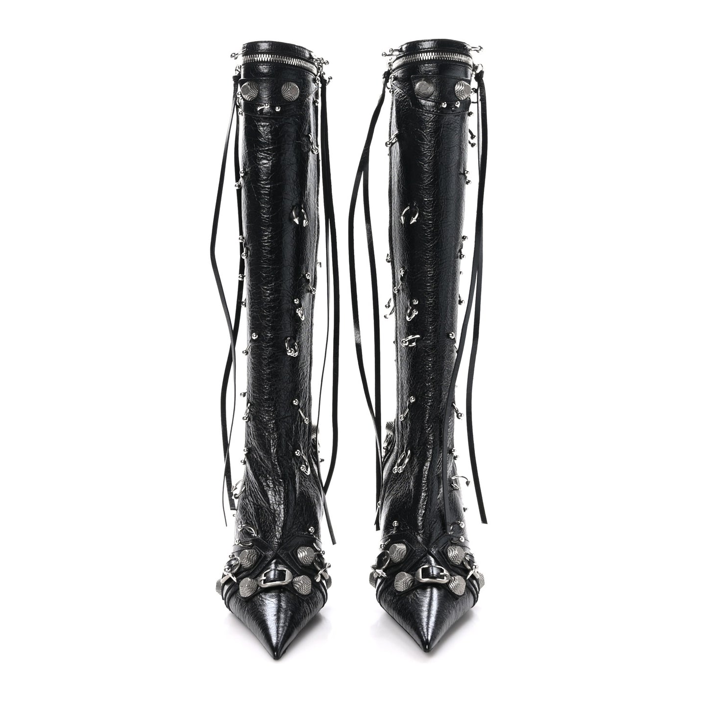 Agneau Arena Piercing Cagole 90mm Boots 37 Black Silver