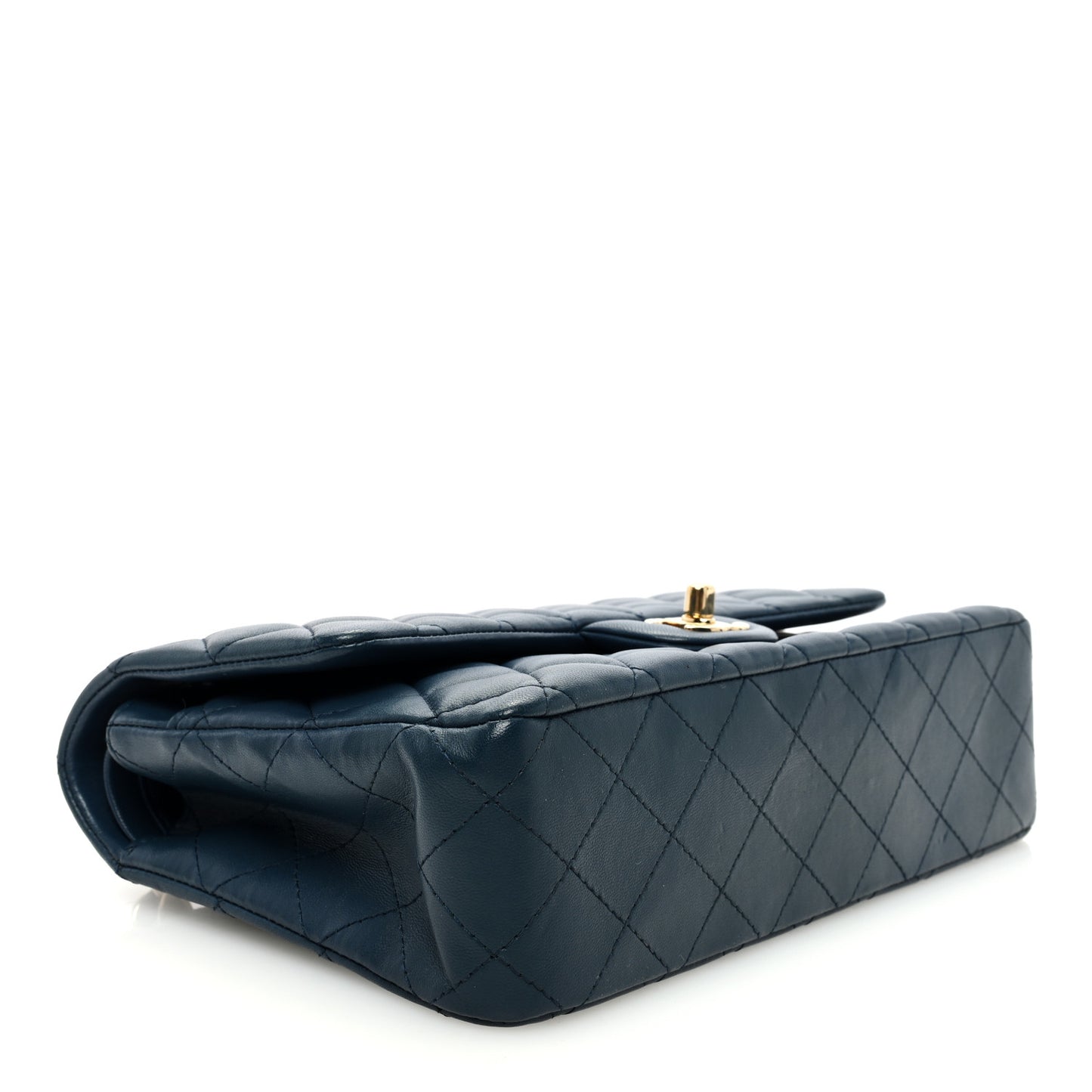 Lambskin Quilted Medium Double Flap Blue