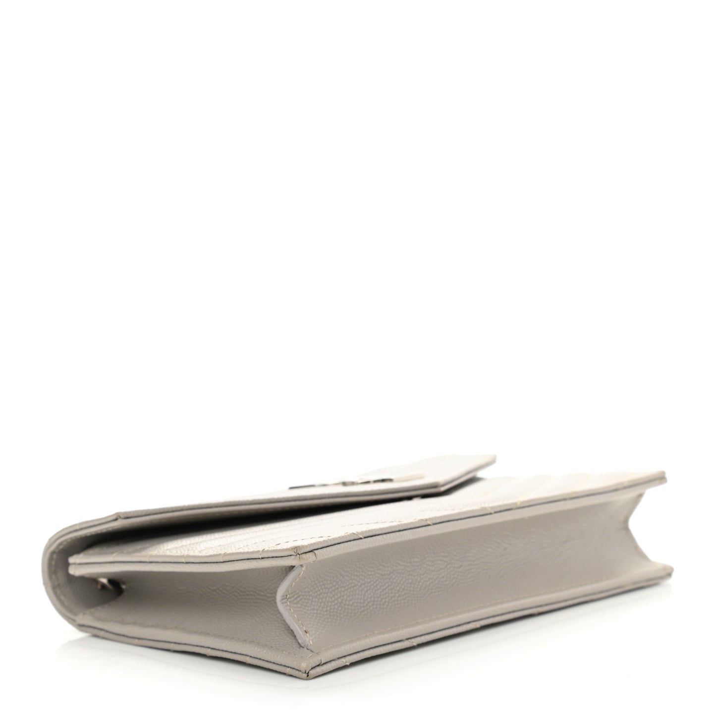 Grain De Poudre Matelasse Chevron Monogram Envelope Chain Wallet Granite