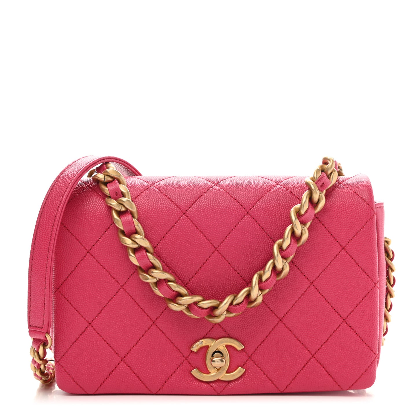 Caviar Quilted Small Fashion Therapy Flap Bag Dark Pink