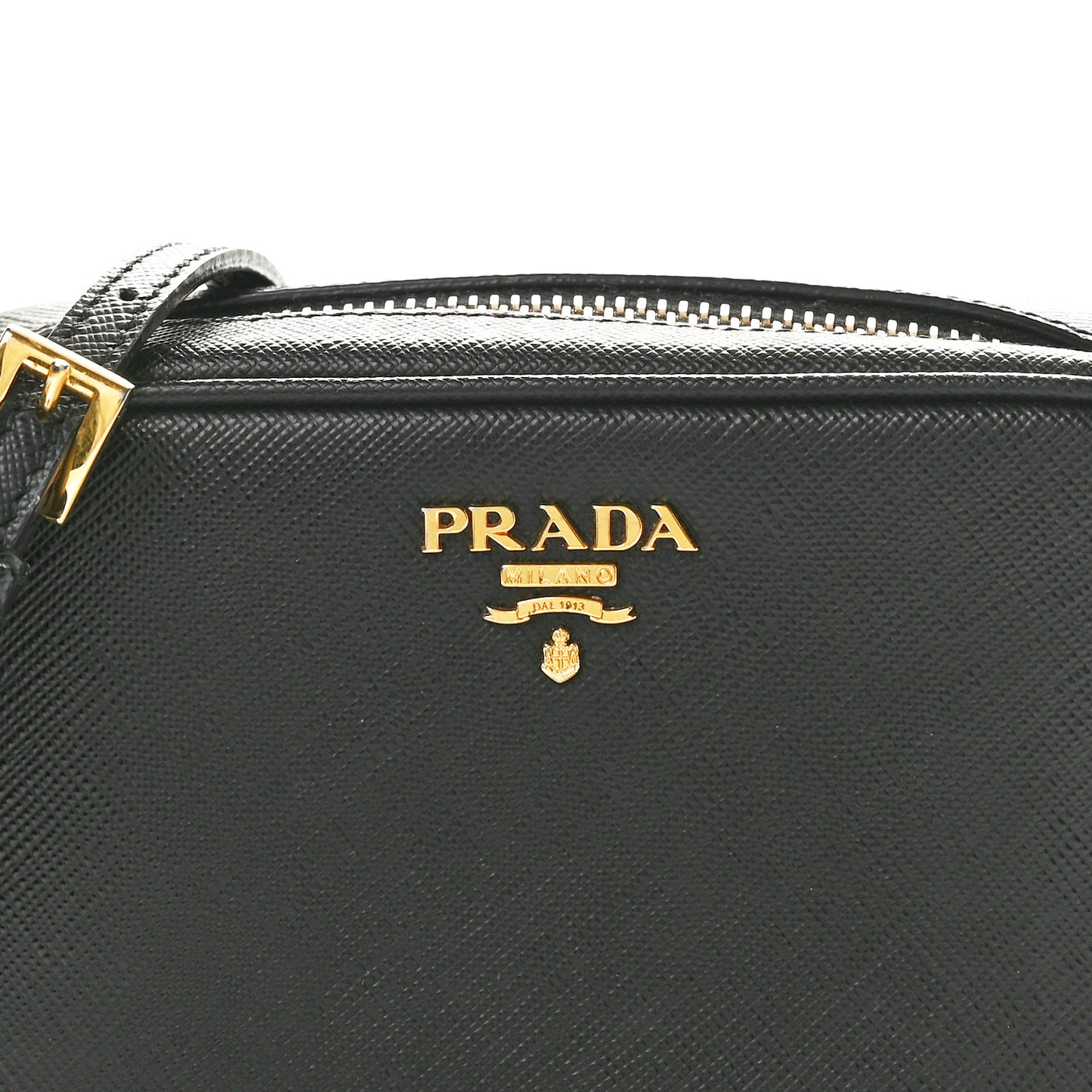 Vitello Daino Medium Double Zip Shoulder Bag Black