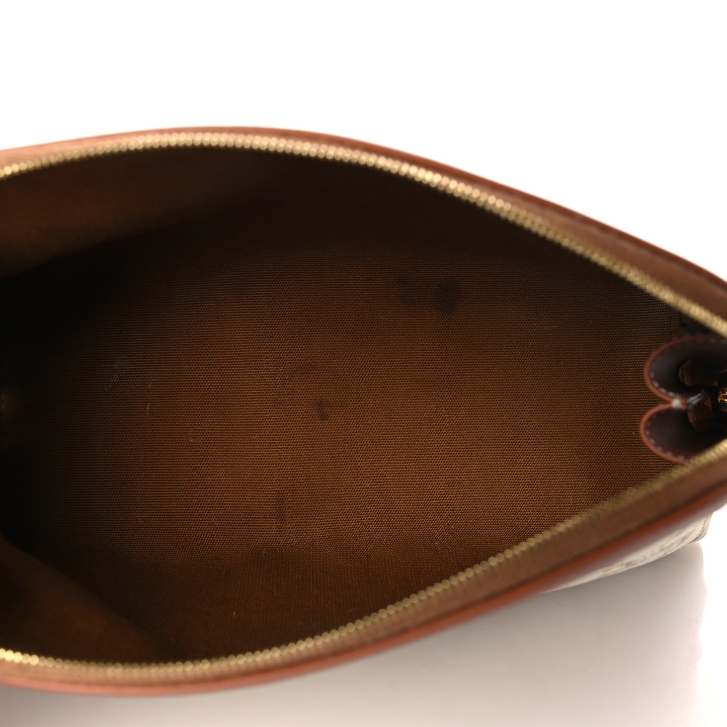 Triomphe Canvas Calfskin Medium Cosmetic Pouch White Tan
