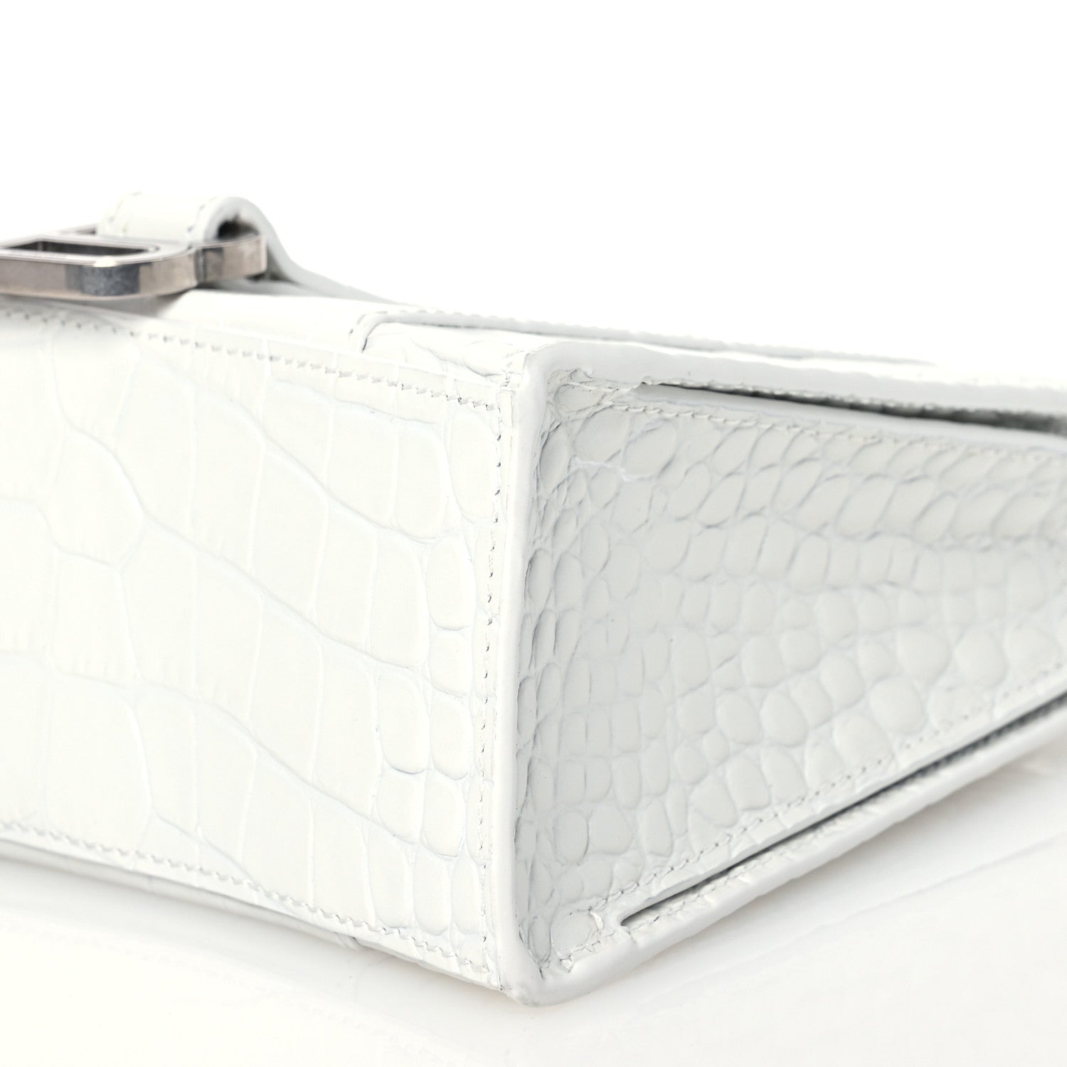 Balenciaga Shiny Calfskin Crocodile Embossed XXS Hourglass East West Tote White 10 of 10
