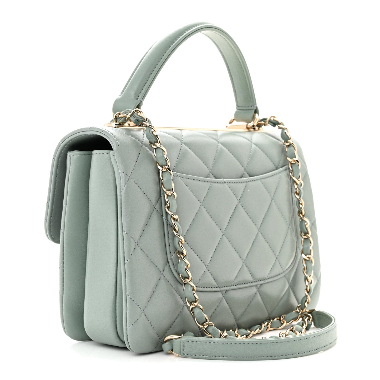 Lambskin Quilted Small Trendy CC Dual Handle Flap Bag Grey