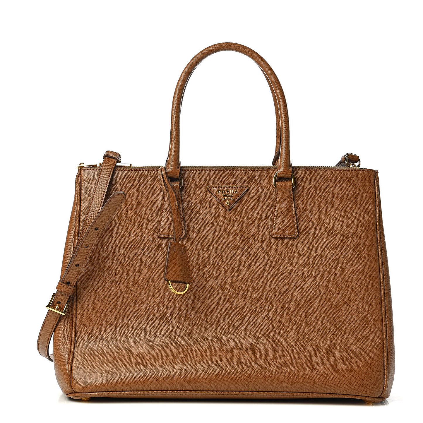Saffiano Large Galleria Double Zip Tote Cannella