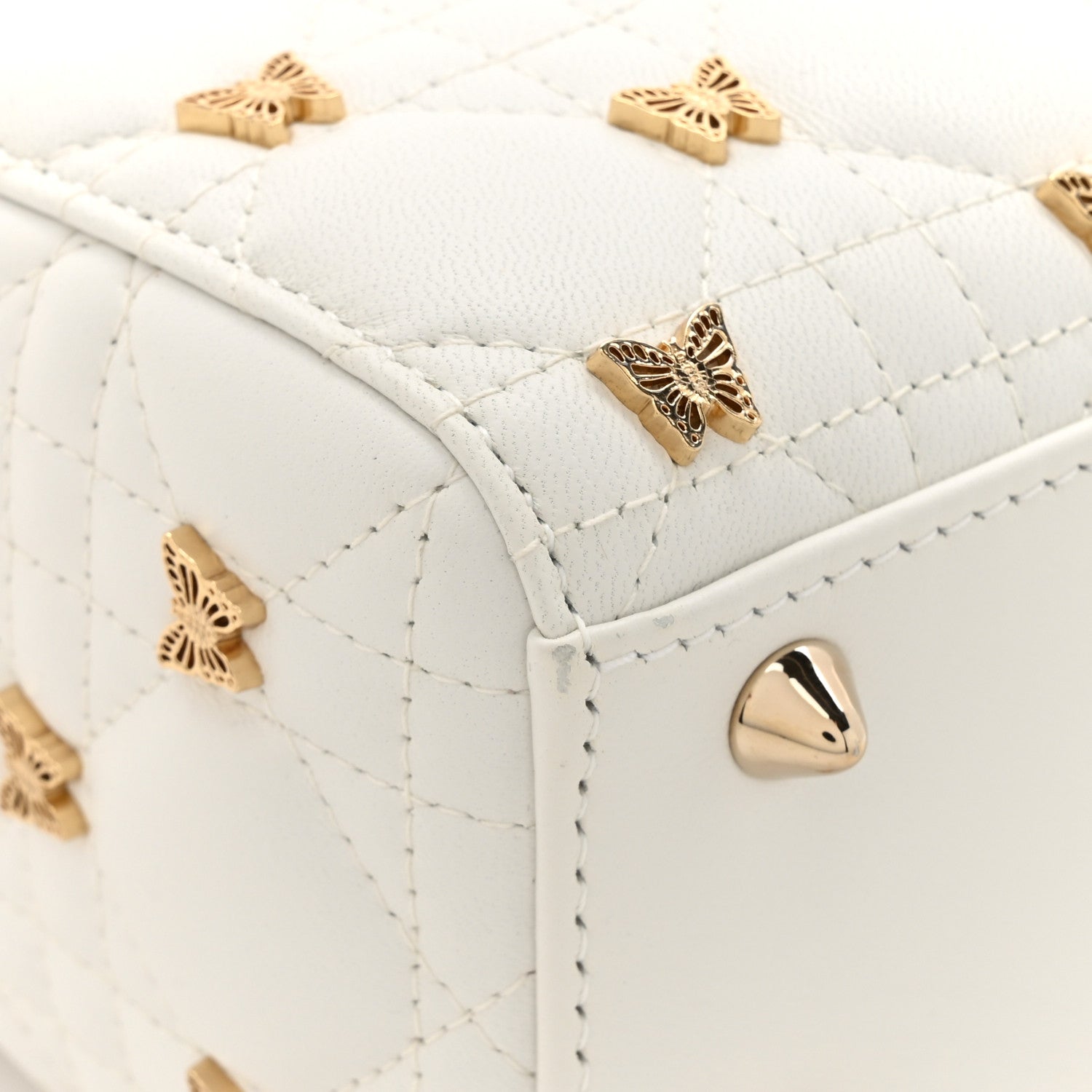 Christian Dior Lambskin Cannage Butterfly Studs Small Lady Dior White 11 of 14